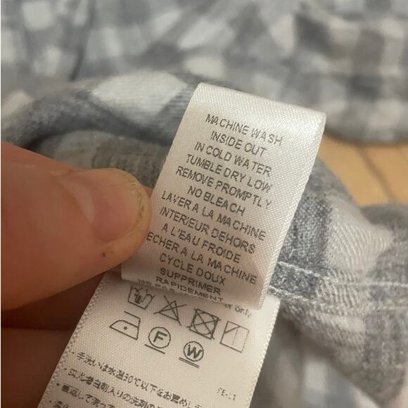 Frank‎ & Eileen Barry Linen Button Down Shirt Plaid Gray Small - Picture 4 of 5